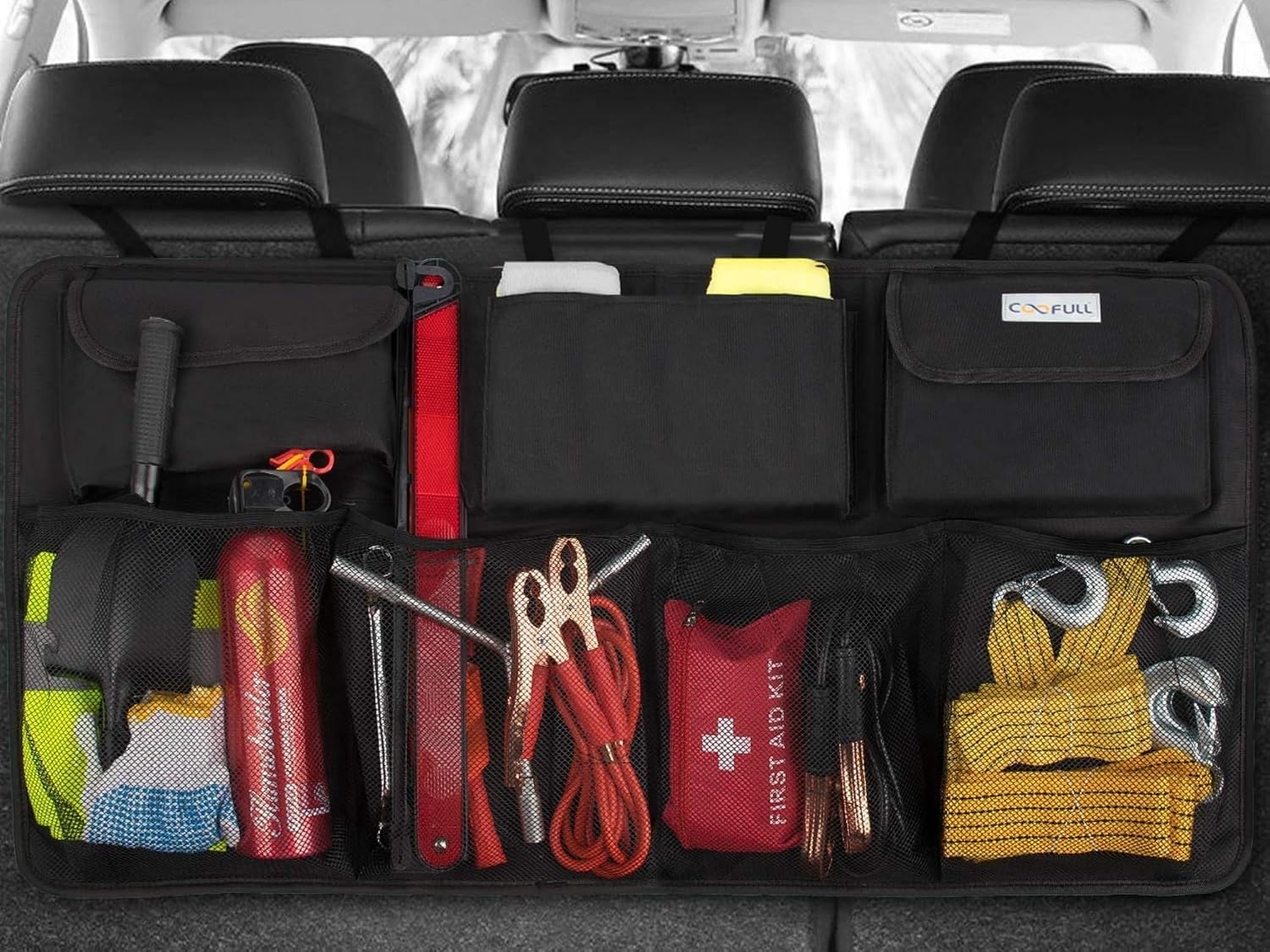 Detalle de COOFULL Car trunk organiser, 600D Oxford cloth