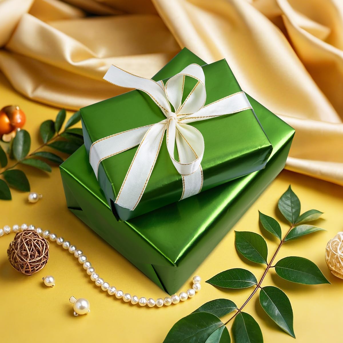 Thumbnail 4 de HJYODY Green Matte Gift Wrapping Paper Roll 43cm x 12m (pearly solid colour)