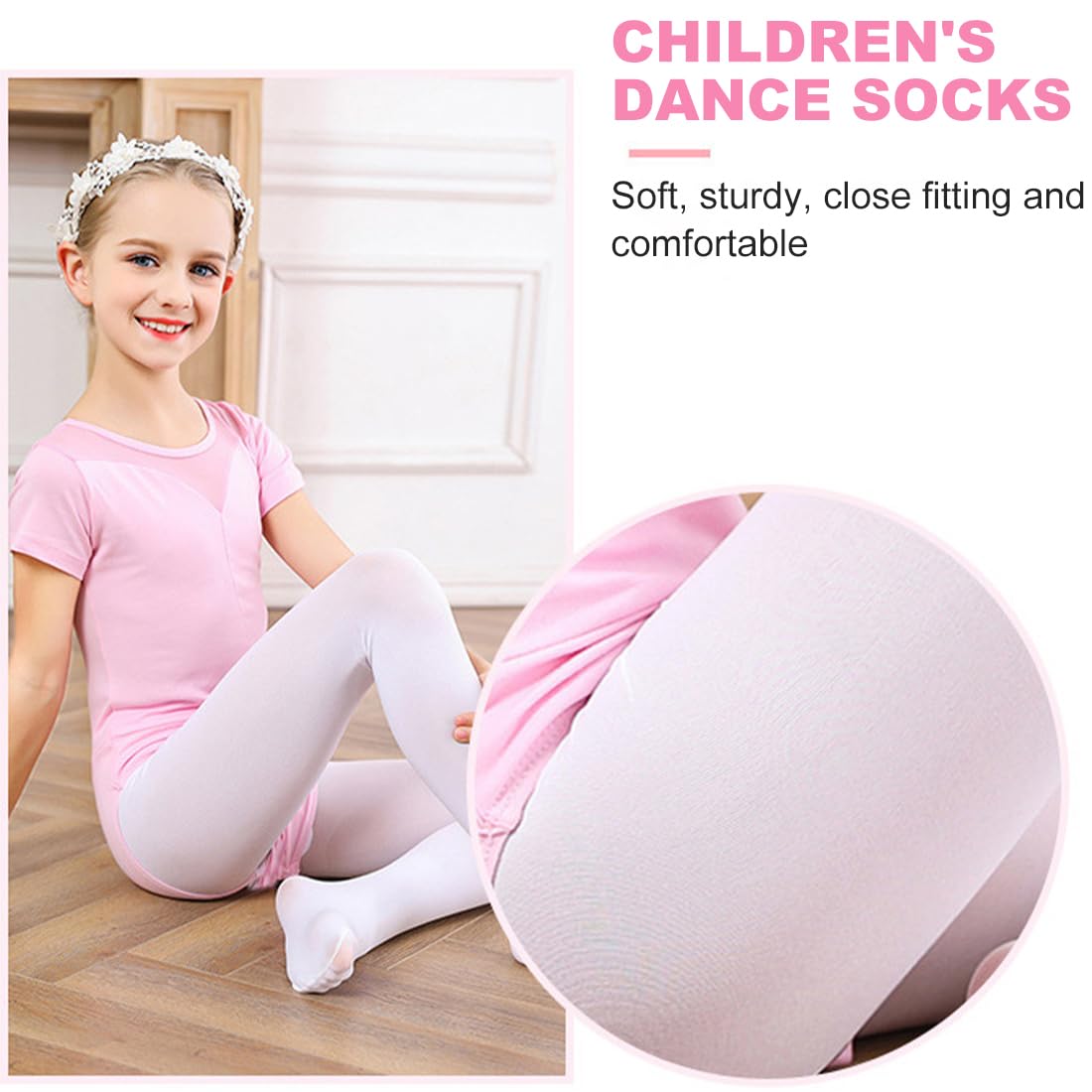 Detalle de UEAVOID 2 Paar Ballettstrumpfhose Mädchen – elastisch, hautfreundlich und passend für 6–9 Jahre