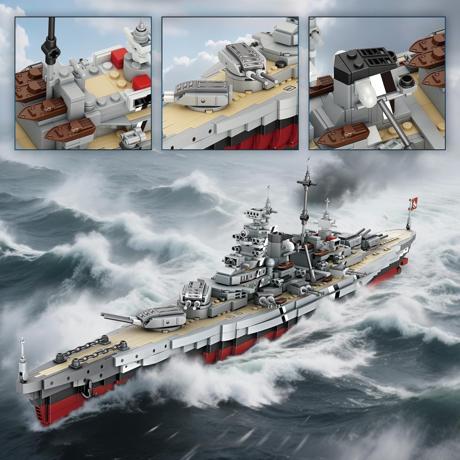Thumbnail 3 de JMBricklayer 60132 Bismarck, set di costruzione nave da battaglia per adulti (2081 pezzi) con base espositiva