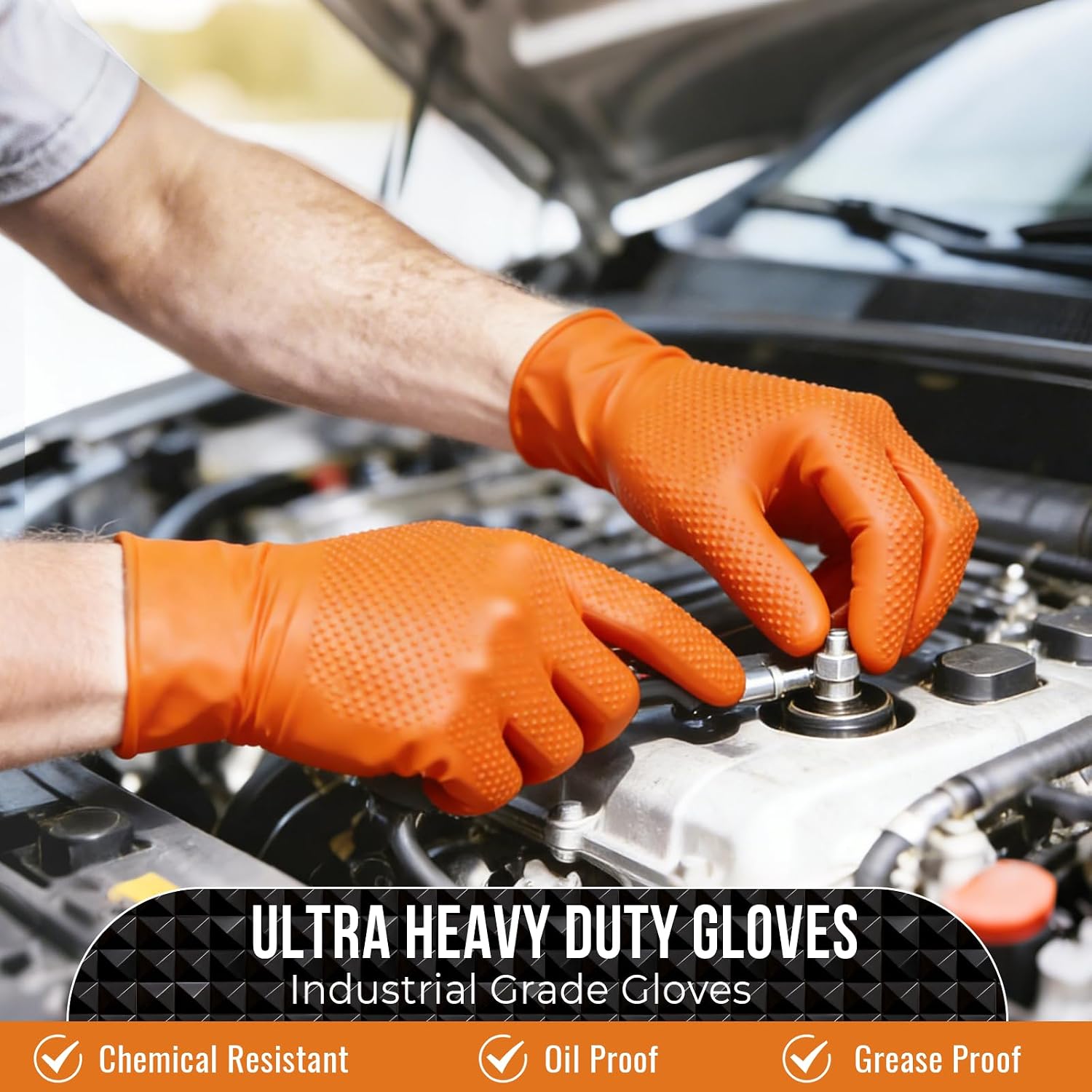 Thumbnail 4 de ANBOSON Abc-dg01 Heavy-Duty Nitrile Gloves, XL, 10 Mil, Diamond Texture