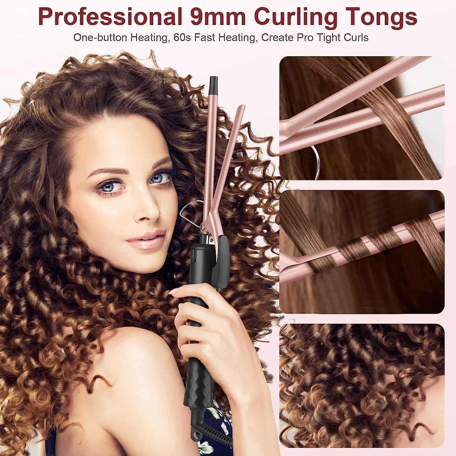 Detalle 2 de Culer Pro Curling Wand 9mm thin iron curling tongs