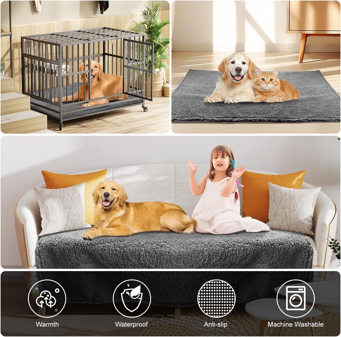 Thumbnail 5 de Onarway Waterproof Dog Blanket for Sofa (100x120cm) – Grey