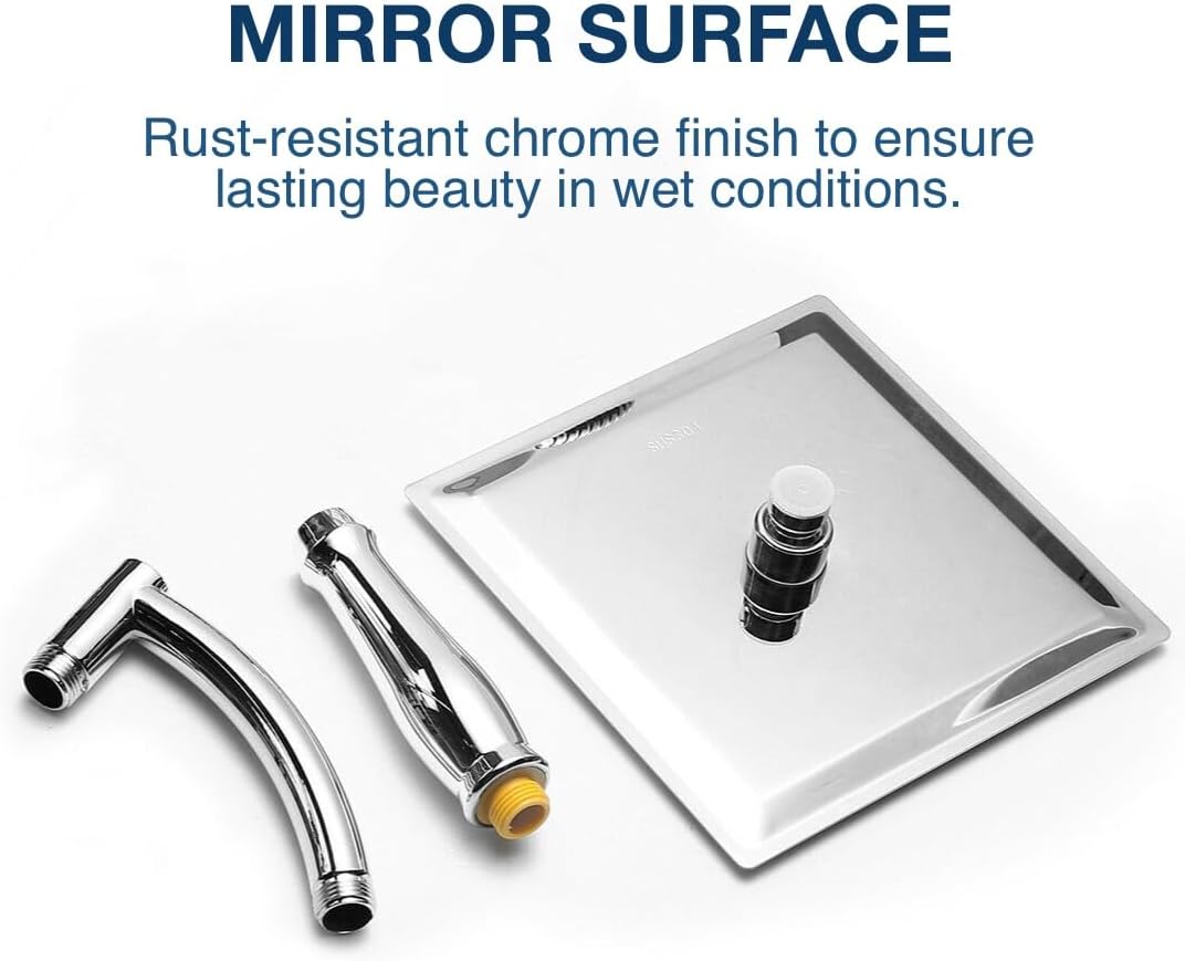 Thumbnail 6 de SIEYESCITY Large Square Rainfall Shower Head with Handheld Arm (8 inch) – Universal G1/2 rain shower
