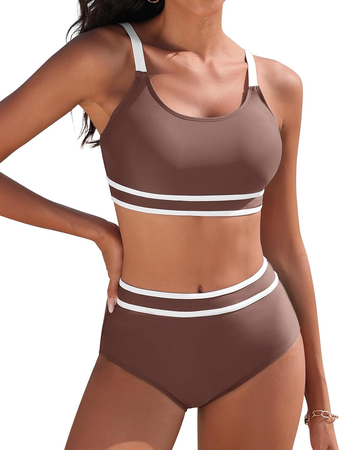 Detalle de Yuson Girl Women's High Waisted Swimsuit Set with Push Up Support