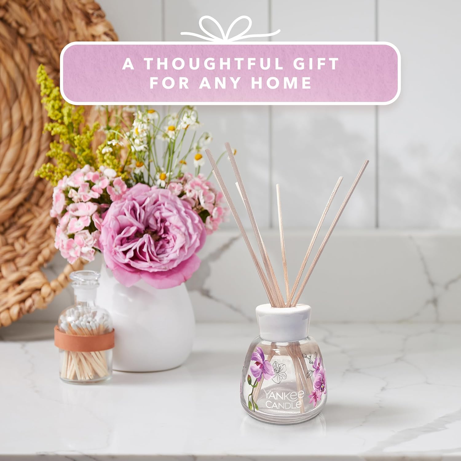 Detalle de Yankee Candle Signature brins diffuseur Orchidée Sauvage – 10 semaines, rotin naturel