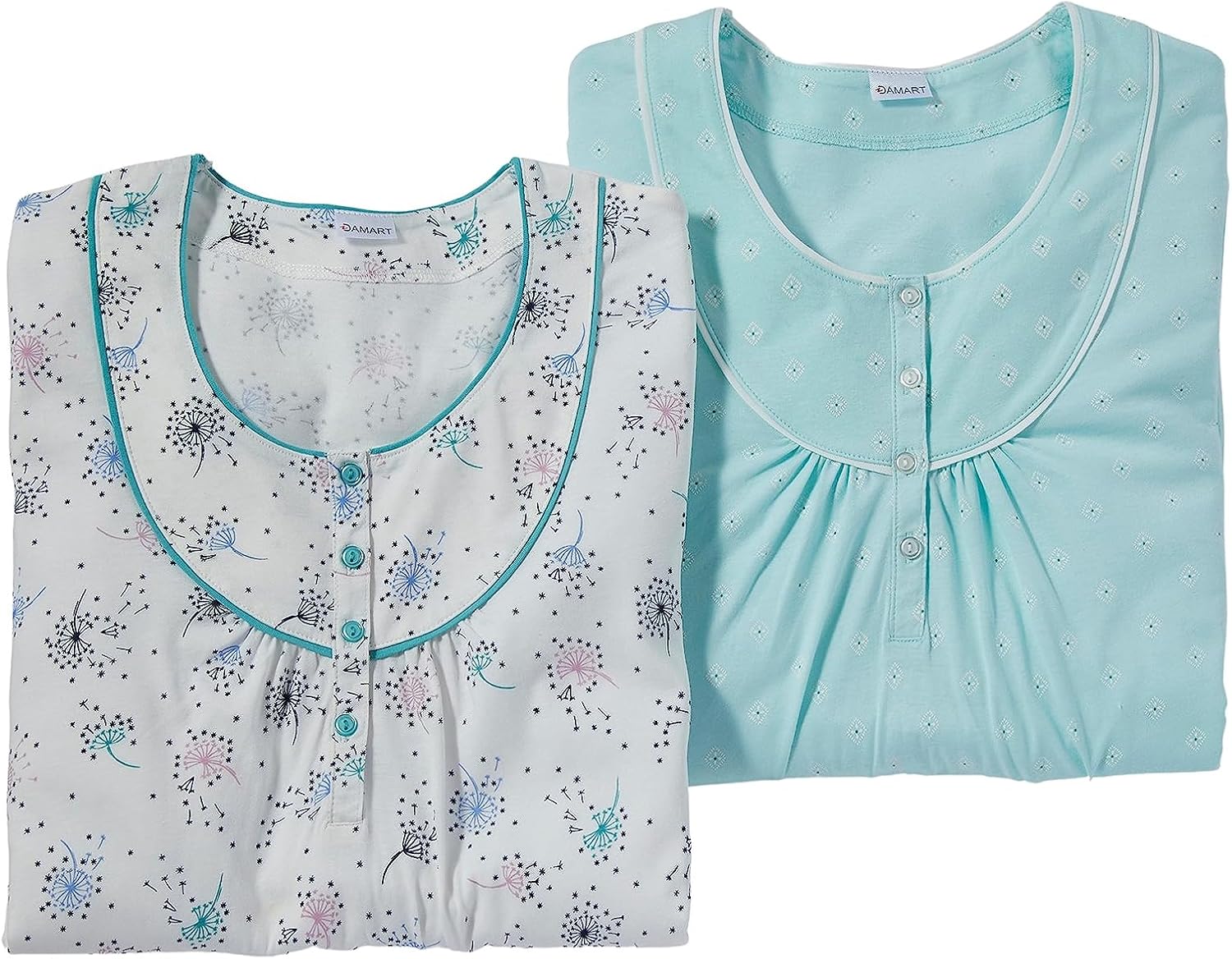 Thumbnail 5 de Damart – Lot de 2 chemises de nuit en jersey de coton peigné pour femme, Pissenlit multicolore