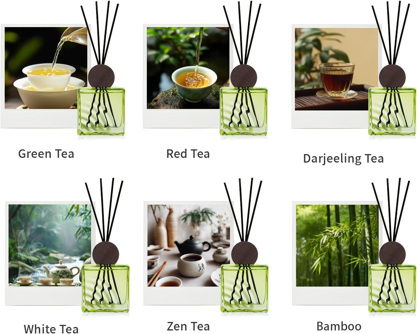 Detalle de DIUFJAG 200 ml Darjeeling Tea diffusore per ambienti con 8 bacchette aromatiche