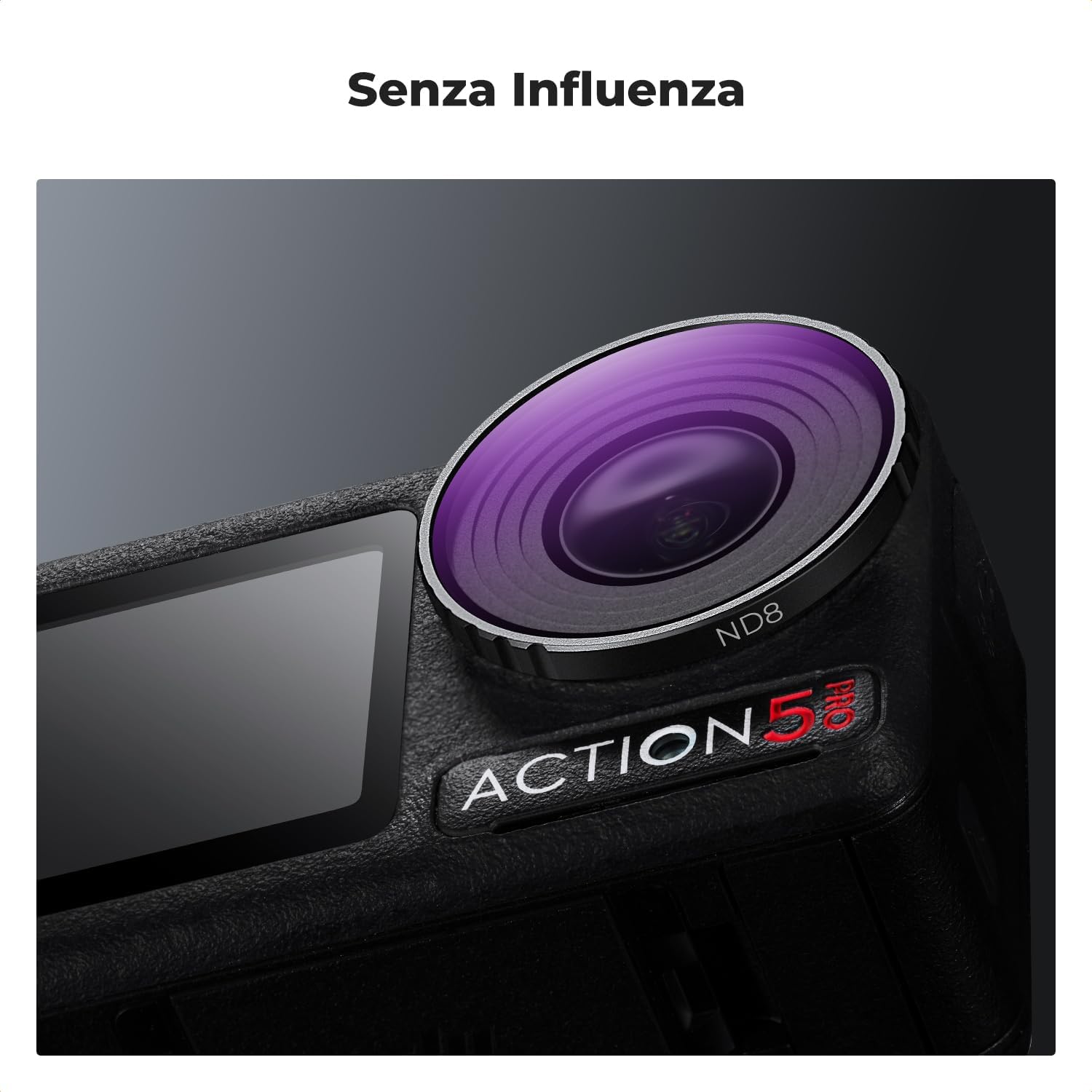 Detalle de K&F Concept Filtro ND8 (3 Stop) per DJI Osmo Action 5 Pro/Osmo Action 4 – Vetro AGC e 28 Strati Multistrato