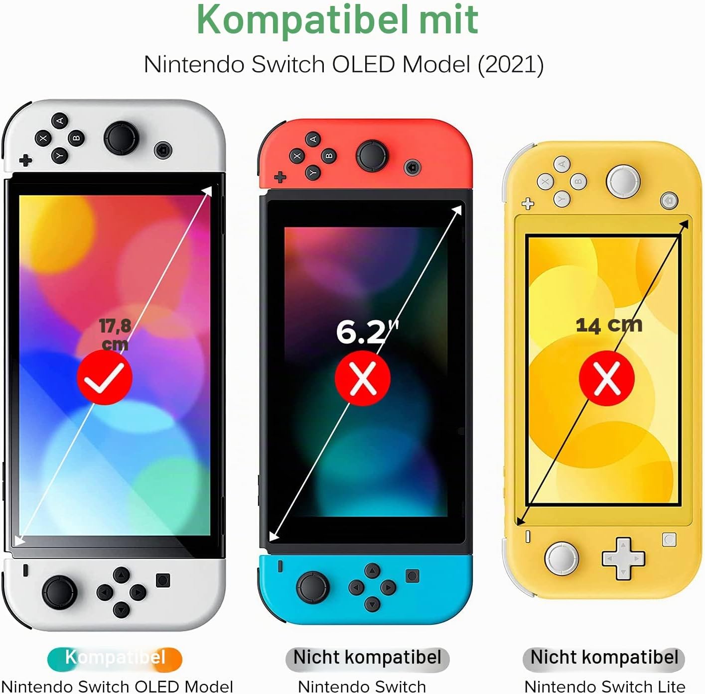 Detalle 2 de iVoler 4er Panzer-Schutzglas für Nintendo Switch OLED (7 Zoll, 2021) mit Positionierhilfe