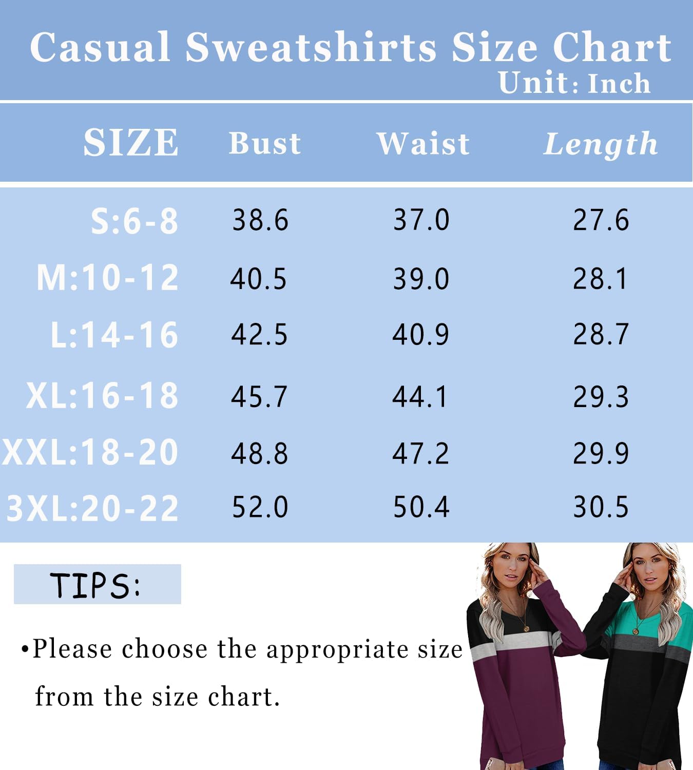 Detalle de KISSMODA Women’s Long Sleeve V-Neck Sweatshirt – Loose Casual Tunic Top