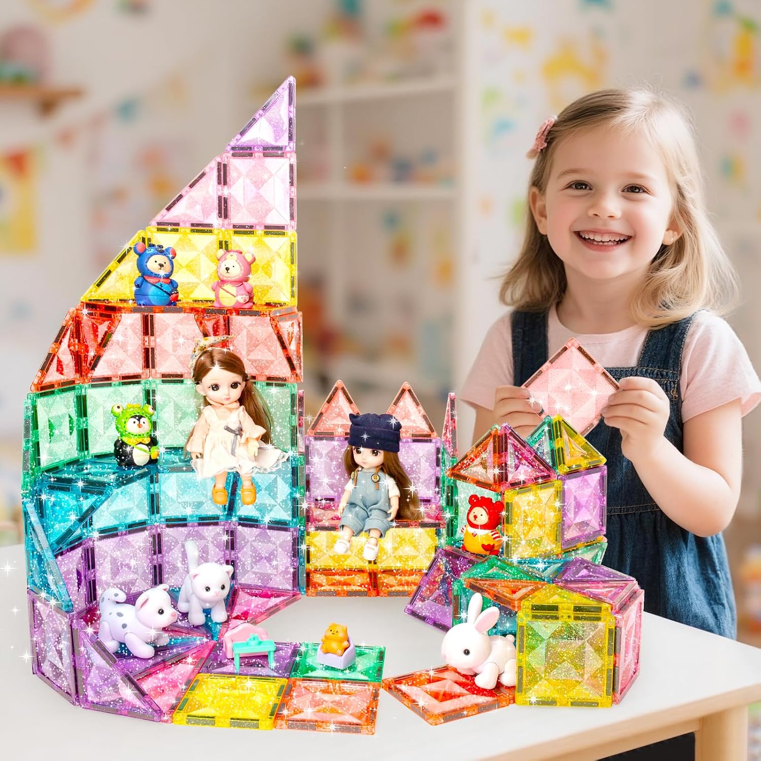 Detalle de WMXDU Magnetic Tiles, 48-Piece Set