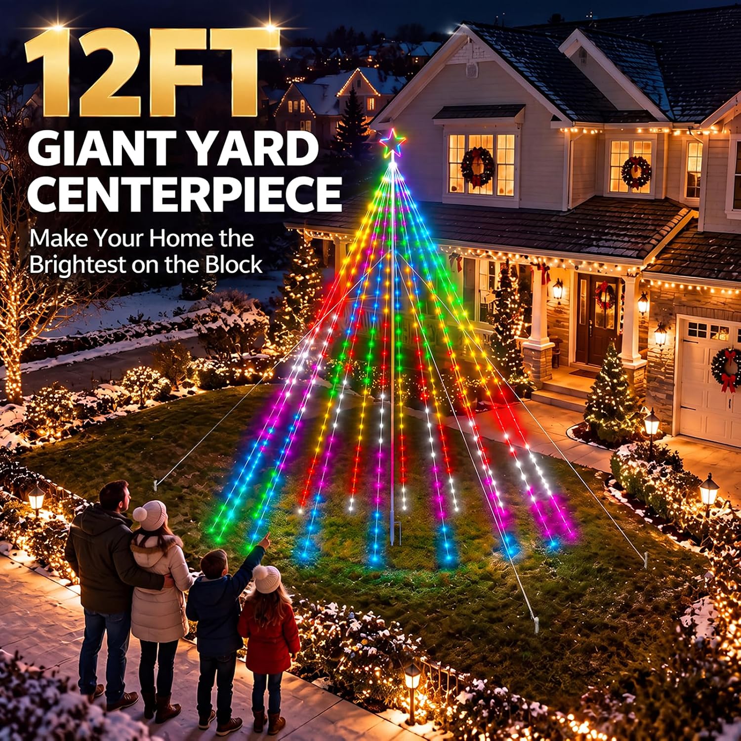 Detalle de Avatar Controls BESL92 12 ft Smart Flagpole Christmas Tree Lights, 488 RGB LEDs