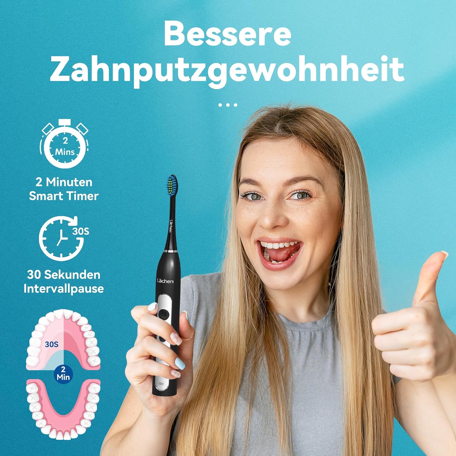 Detalle 2 de Lächen Schallzahnbürste 4 Aufsteckbürsten