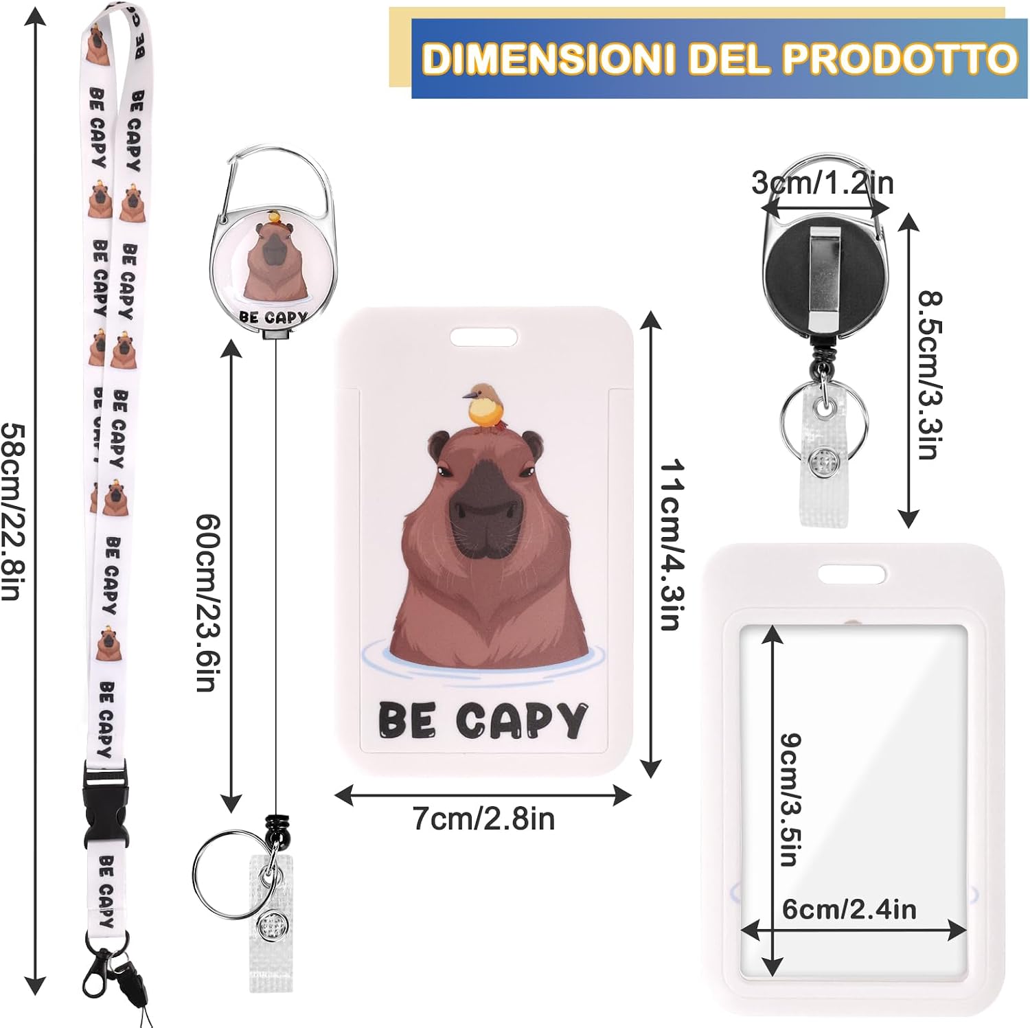 Thumbnail 1 de Porta badge identificativo con cordino staccabile e bobina retrattile — design felino e funzionalità pratica