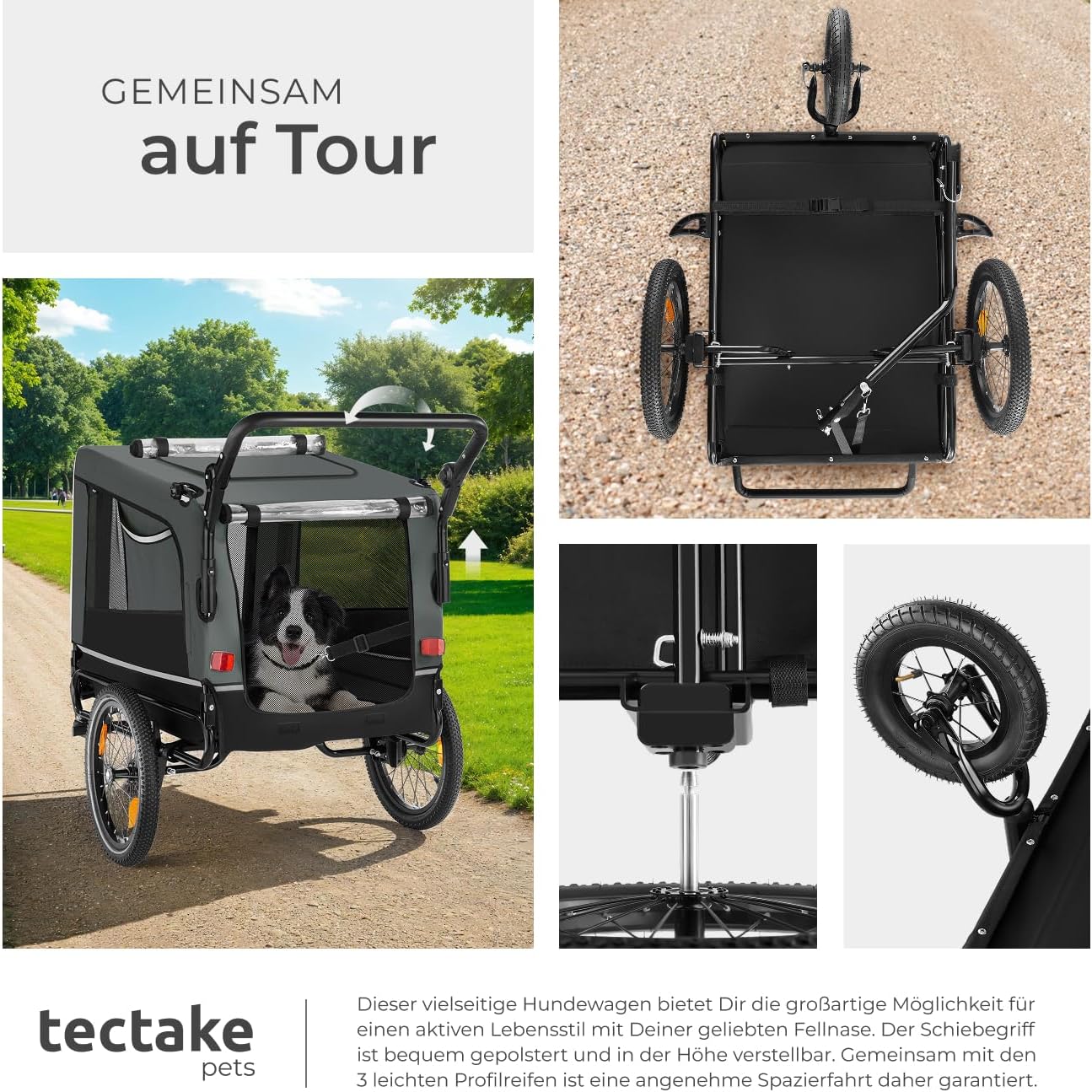 Thumbnail 6 de tectake Fahrradanhänger multifunktional – Hundeanhänger, Jogger und Buggy, bis 40 kg, faltbar