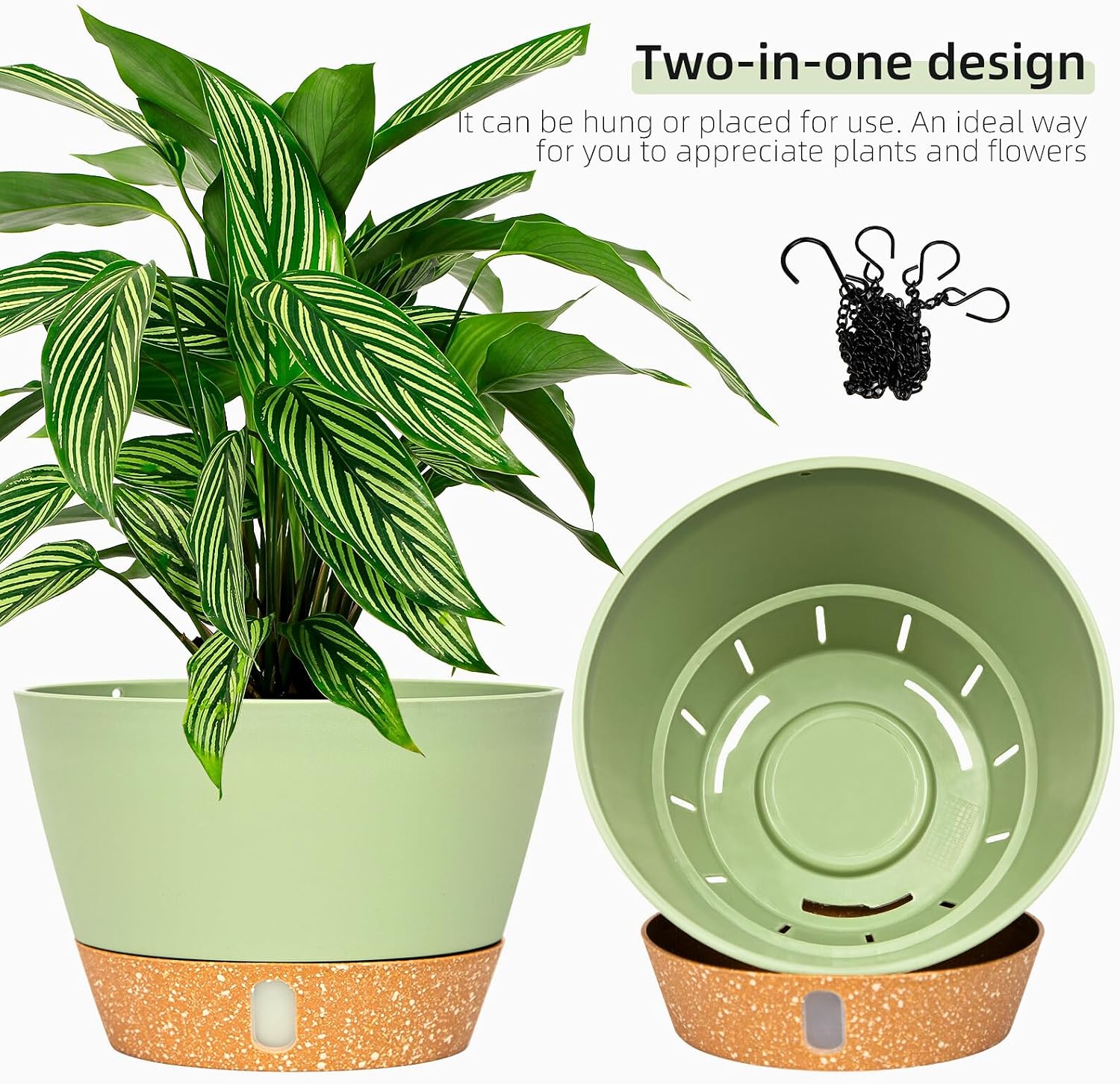 Detalle 2 de QCQHDU Hänge-Blumenampel 25,4 cm, 2er-Set