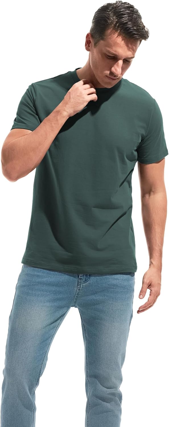 Thumbnail 1 de VEIISAR Herren Baumwoll-T-Shirt (190 g/m²) mit Rundhals – mitteldickes Basic mit Elasthan-Anteil