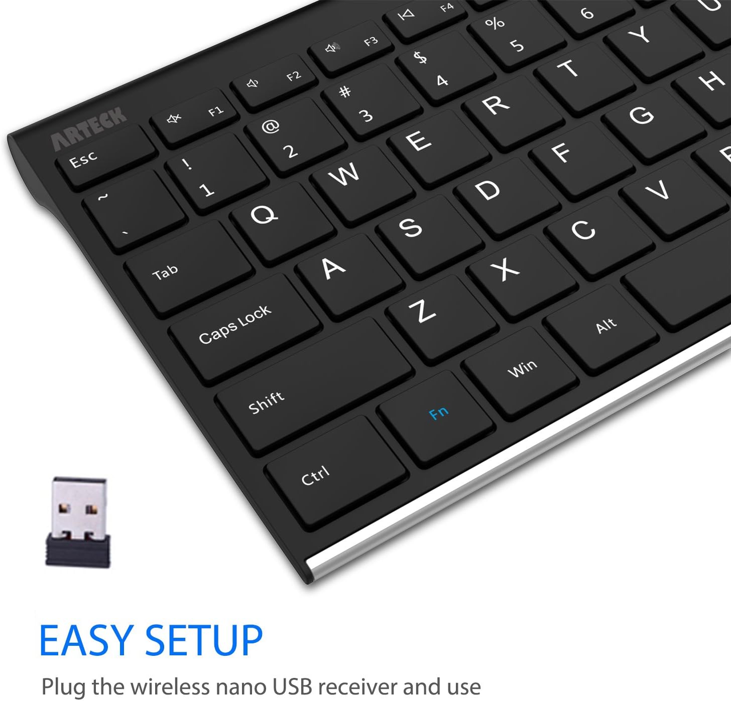 Thumbnail 2 de Arteck Stainless Steel 2.4G Wireless Keyboard