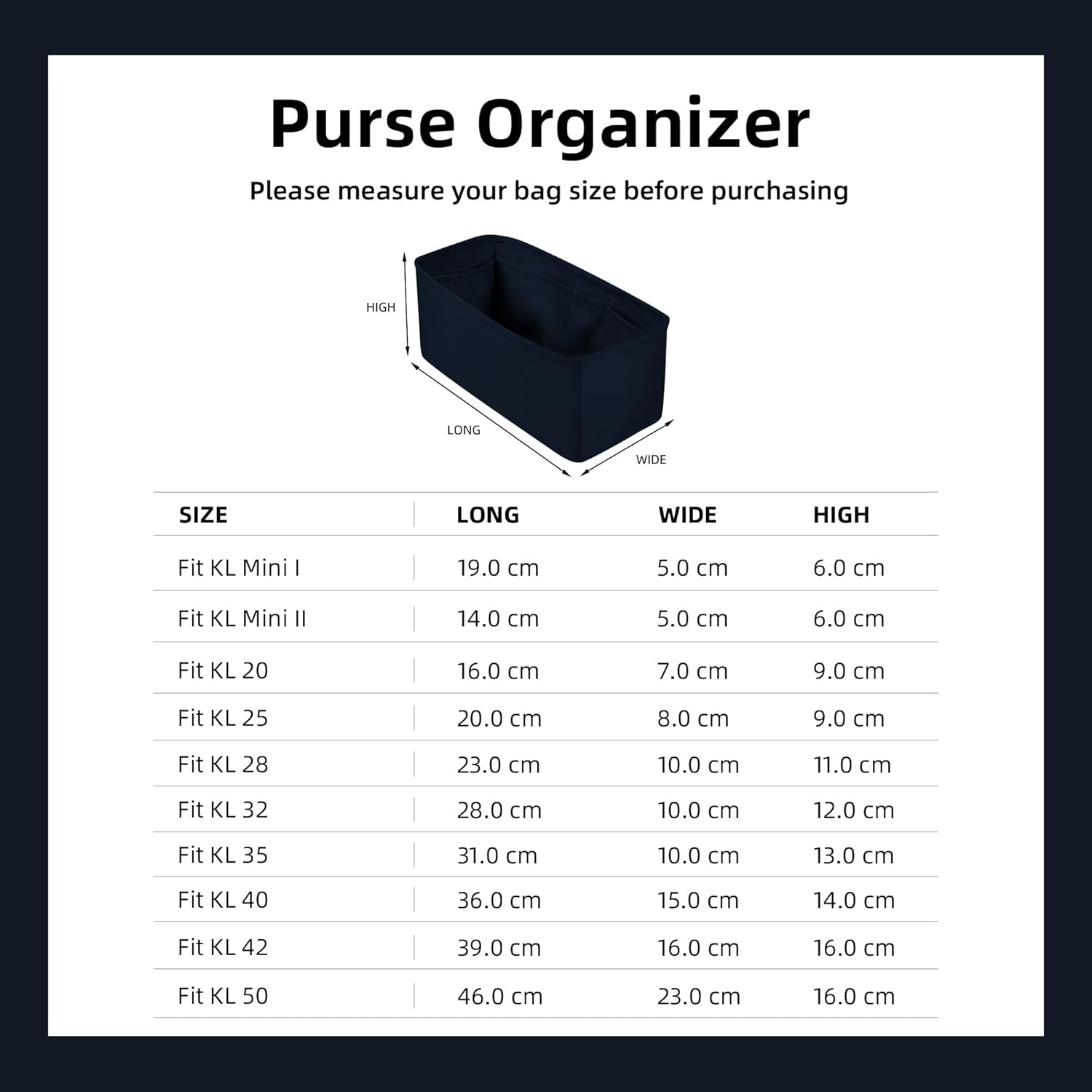 Detalle de DGAZ Silk Bag Organizer Insert for Kelly Bags (Blue Nuit) – KL28