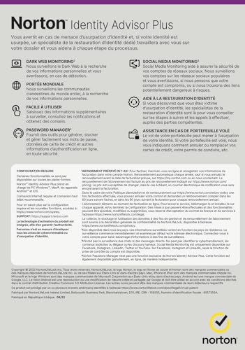 Detalle 2 de Norton ID Advisor Plus 2026 – 1 appareil, 1 an d’abonnement renouvelable automatiquement