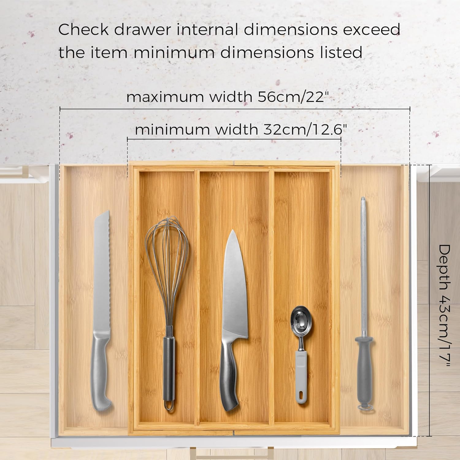 Thumbnail 4 de Utoplike Bamboo Kitchen Drawer Organizer ⚙