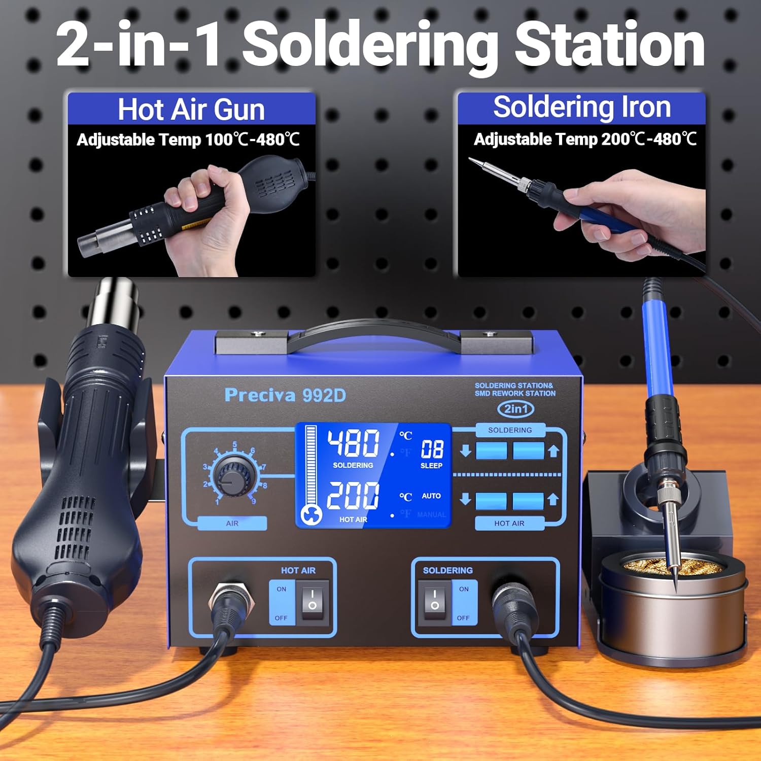 Thumbnail 1 de Preciva 992D Station de Soudage à Air Chaud 2 en 1: Soudage et Dessoudage pour SMD