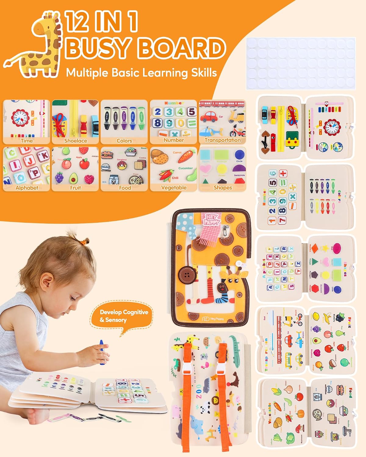 Thumbnail 1 de Heypappy Busy Board Libro sensorial 12 en 1