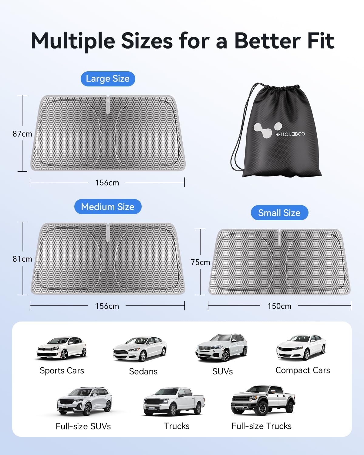 Thumbnail 6 de helloleiboo Graphene Dual-Layer Windshield Sun Shade (Foldable, UV Protection, Silver)