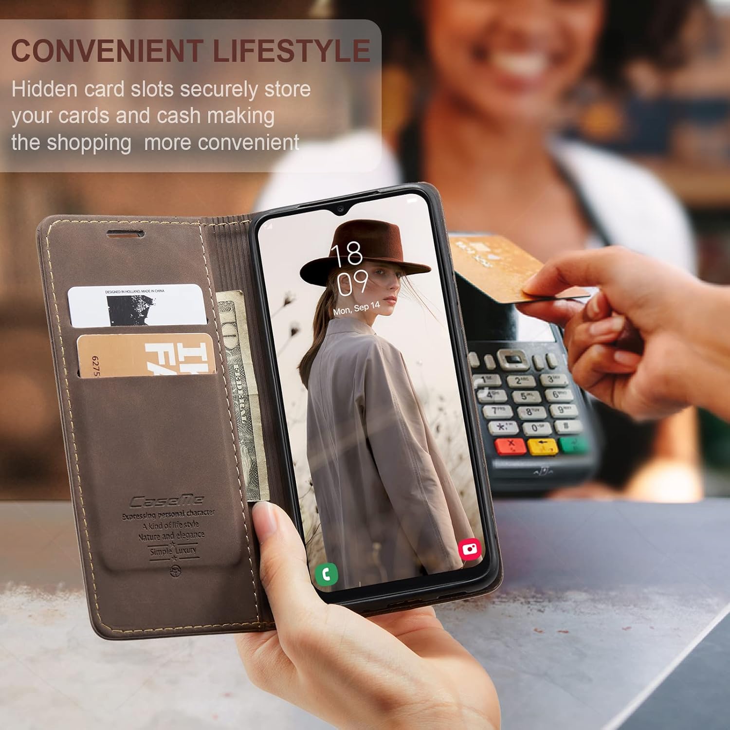 Thumbnail 3 de Cracedily Klapphülle aus Leder für Samsung Galaxy A13 (4G/5G) – Premium Flip Case mit Kartenfach und Standfunktion