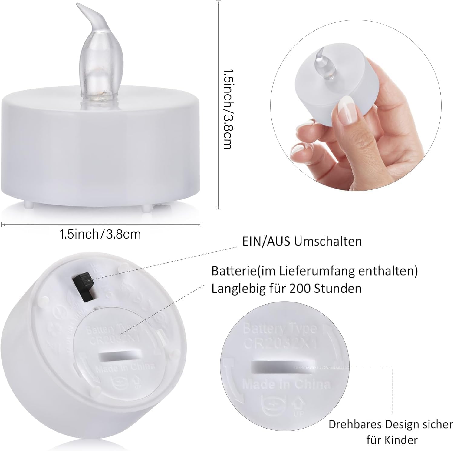 Thumbnail 4 de Tappovaly 24 Stück LED-Teelichter: flammenlos, batteriebetrieben, Warmweiß – ideal für Festlichkeiten
