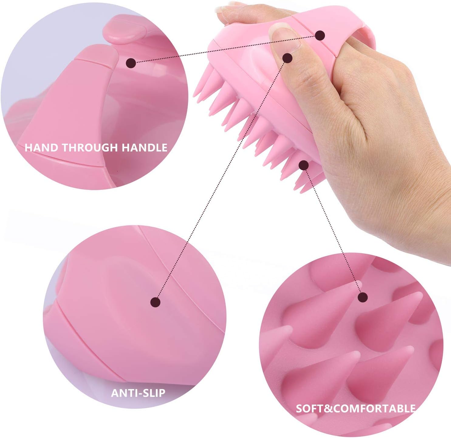 Detalle 2 de BTYMS 206183 Silicone Scalp Massager Brush Set, 3-Pack for Shampooing