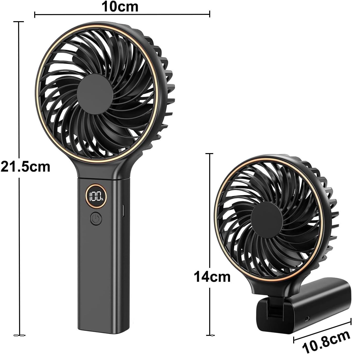 Detalle 2 de FGHB Hand Held Fan: Compact USB Rechargeable Personal Fan with LED Display