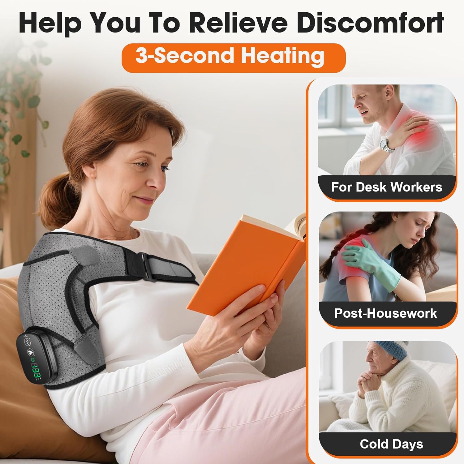 Detalle de Cordless Shoulder Heating Pad, 5000mAh Battery