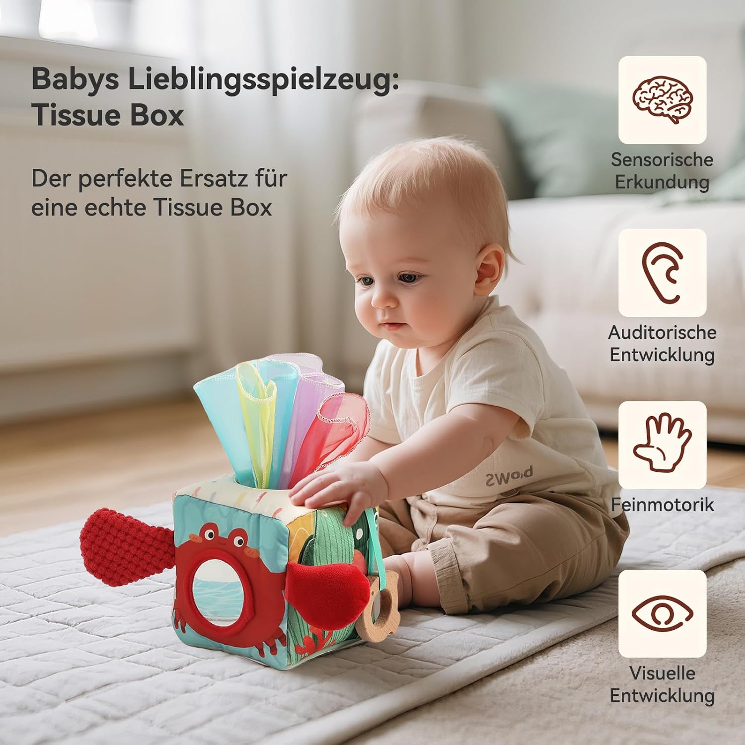 Thumbnail 2 de Youuys Montessori-speelgoedbox voor baby’s met knisperdoekjes en spiegel