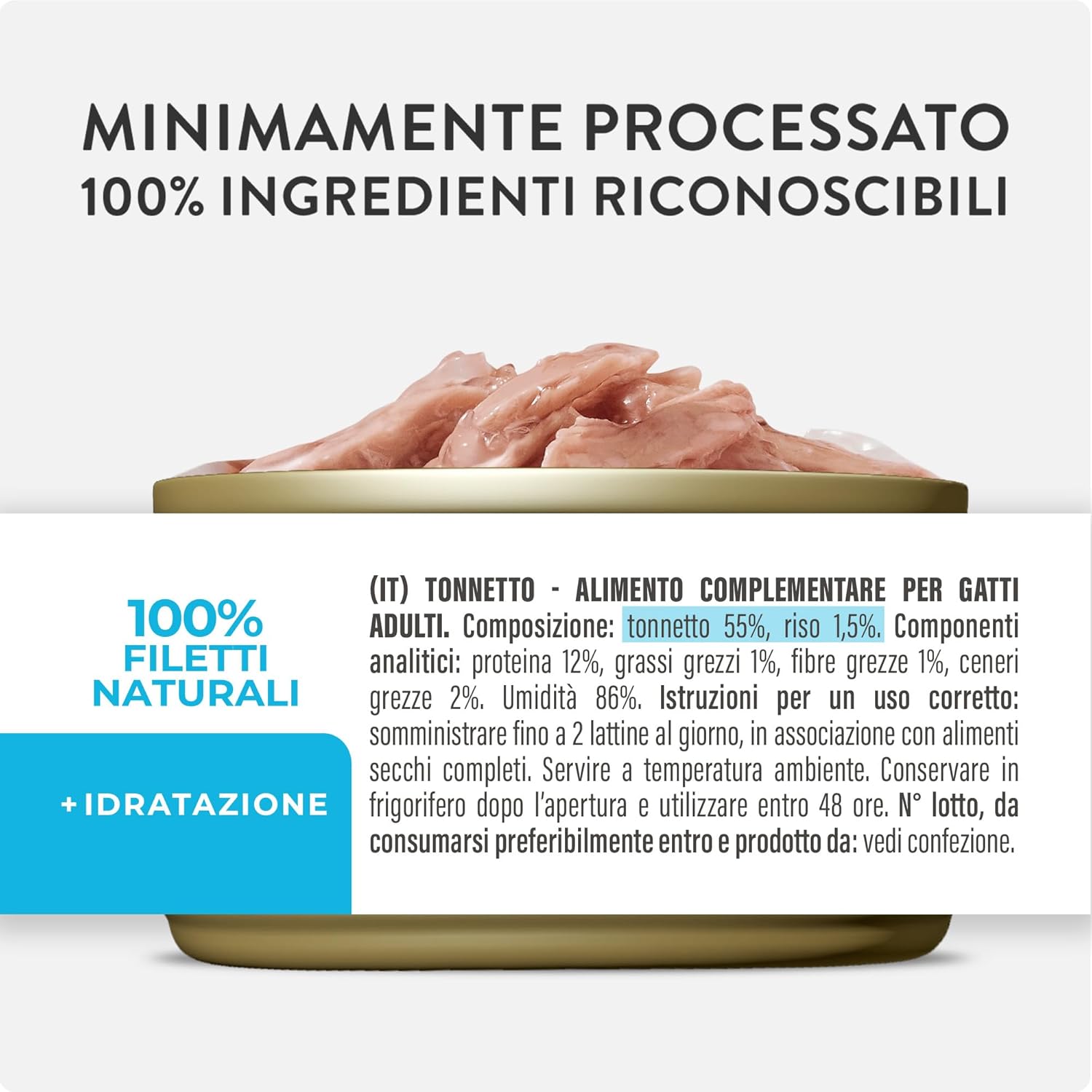 Detalle 2 de Schesir Filetti di Tonno in Gelatina – Cibo Umido Complementare per Gatti, Ricetta Originale, 12 lattine da 70 g