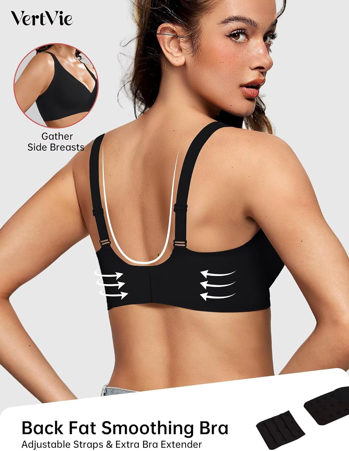 Detalle de Vertvie Jelly Wireless Push Up Plunge Seamless T-Shirt Bra (No Underwire, Full Coverage)