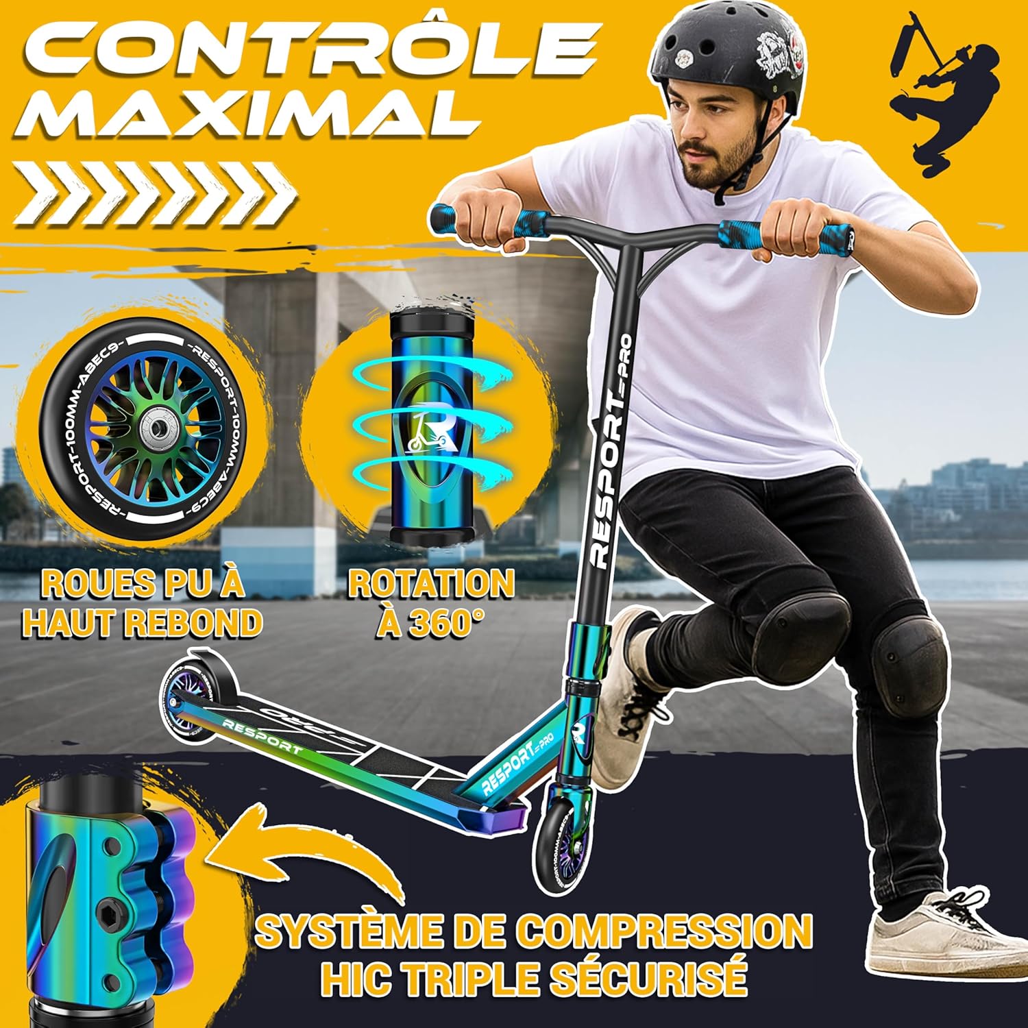 Thumbnail 1 de RE:SPORT Trottinette Stunt Revo Pro – sécurité et polyvalence pour enfants et adultes