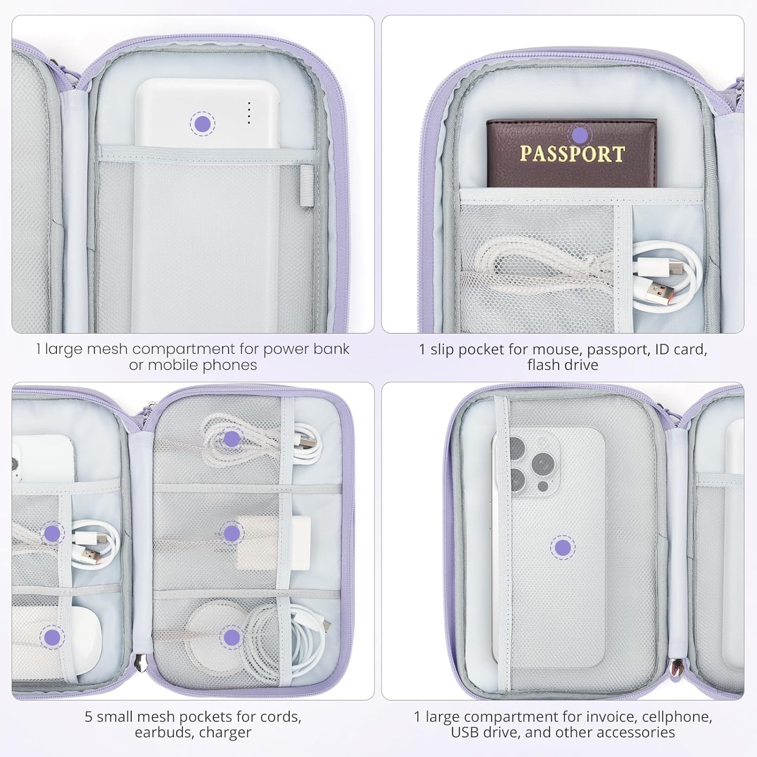 Thumbnail 5 de Skycase Kabeltasche Organizer (klein) für USB, Powerbank, Ladekabel & Zubehör – Pale purple