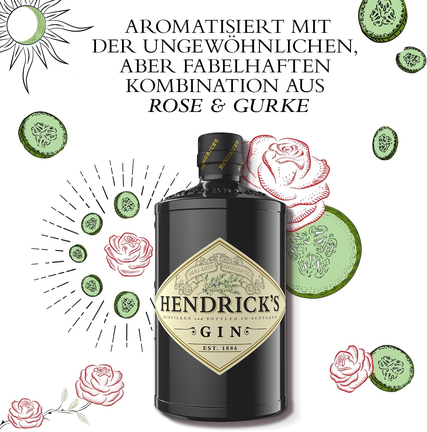 Thumbnail 4 de Hendrick's Gin, 70cl: eleganza audace e note di cetriolo e rosa per cocktail the original