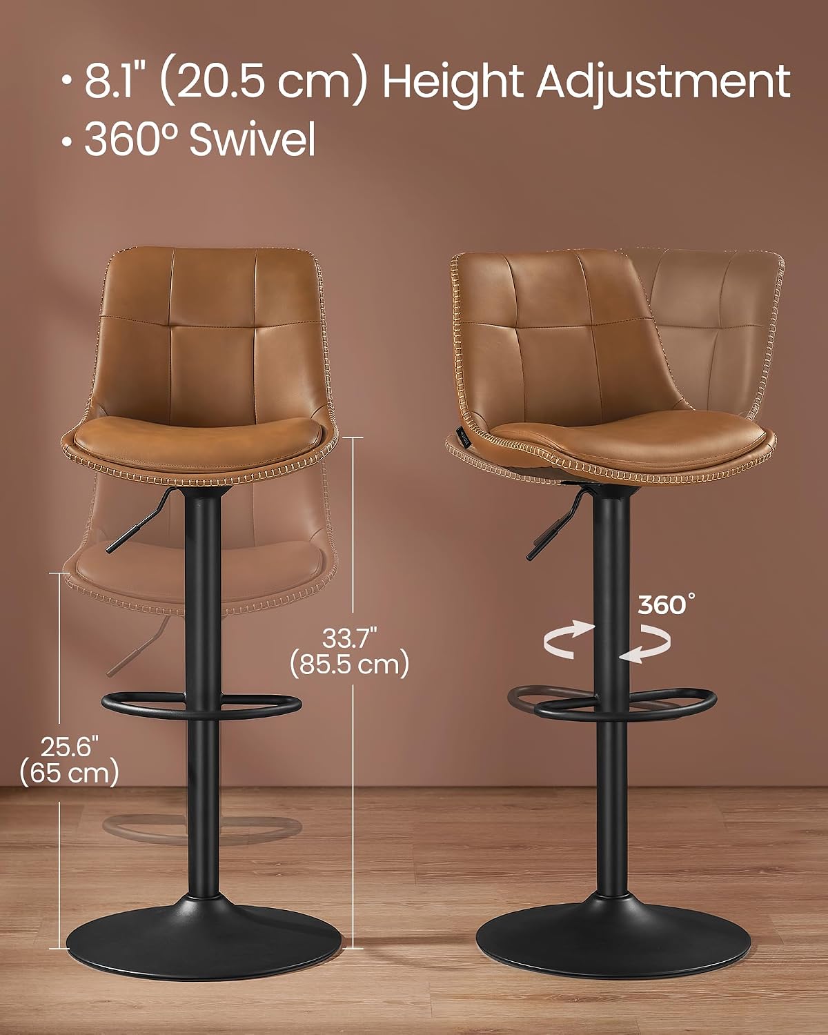 Thumbnail 6 de VASAGLE ULJB095K01 Swivel Bar Stools, Set of 2, Adjustable Height