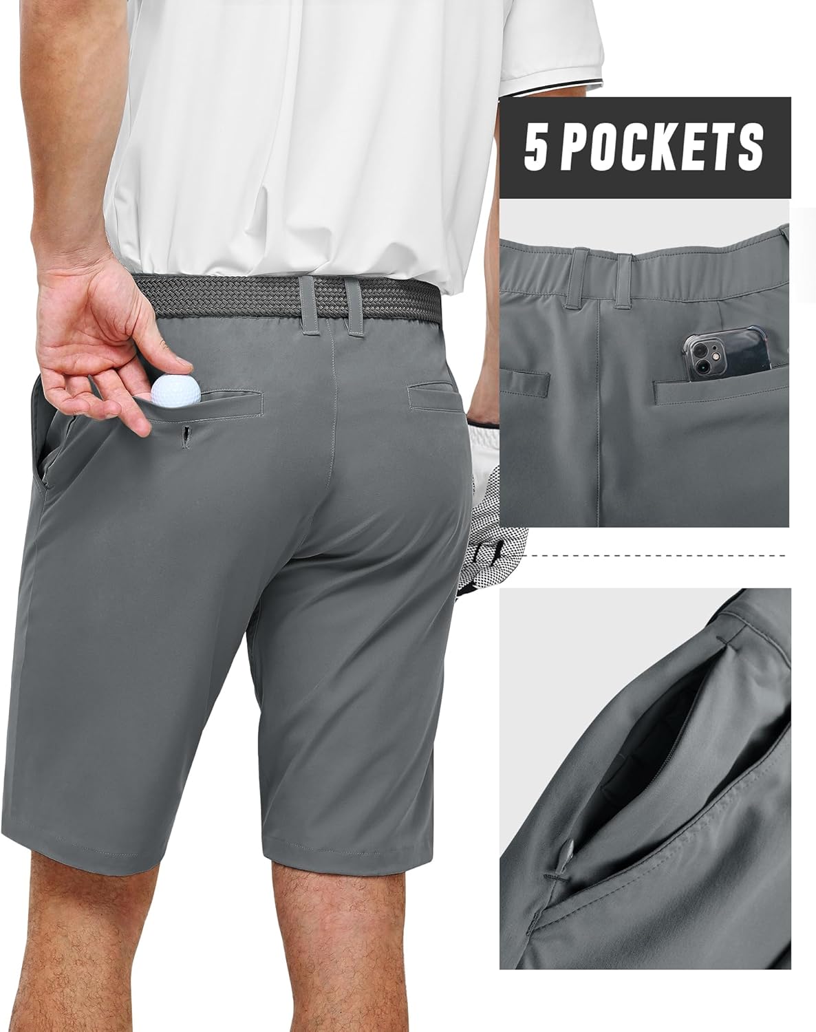 Thumbnail 1 de 33,000ft Men's Golf Shorts Dry Fit, 11" Lightweight Quick Dry Bermuda Shorts