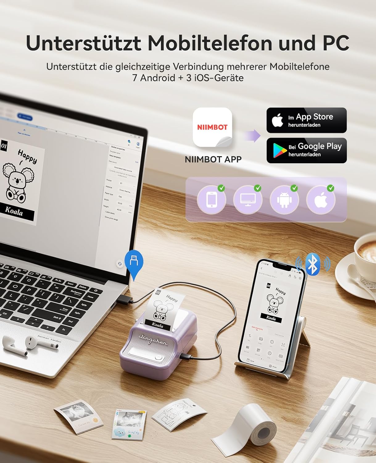Thumbnail 6 de NIIMBOT Etikettendrucker B21 Pro – 300 dpi für farbigen Fotodruck und vielseitige Etiketten