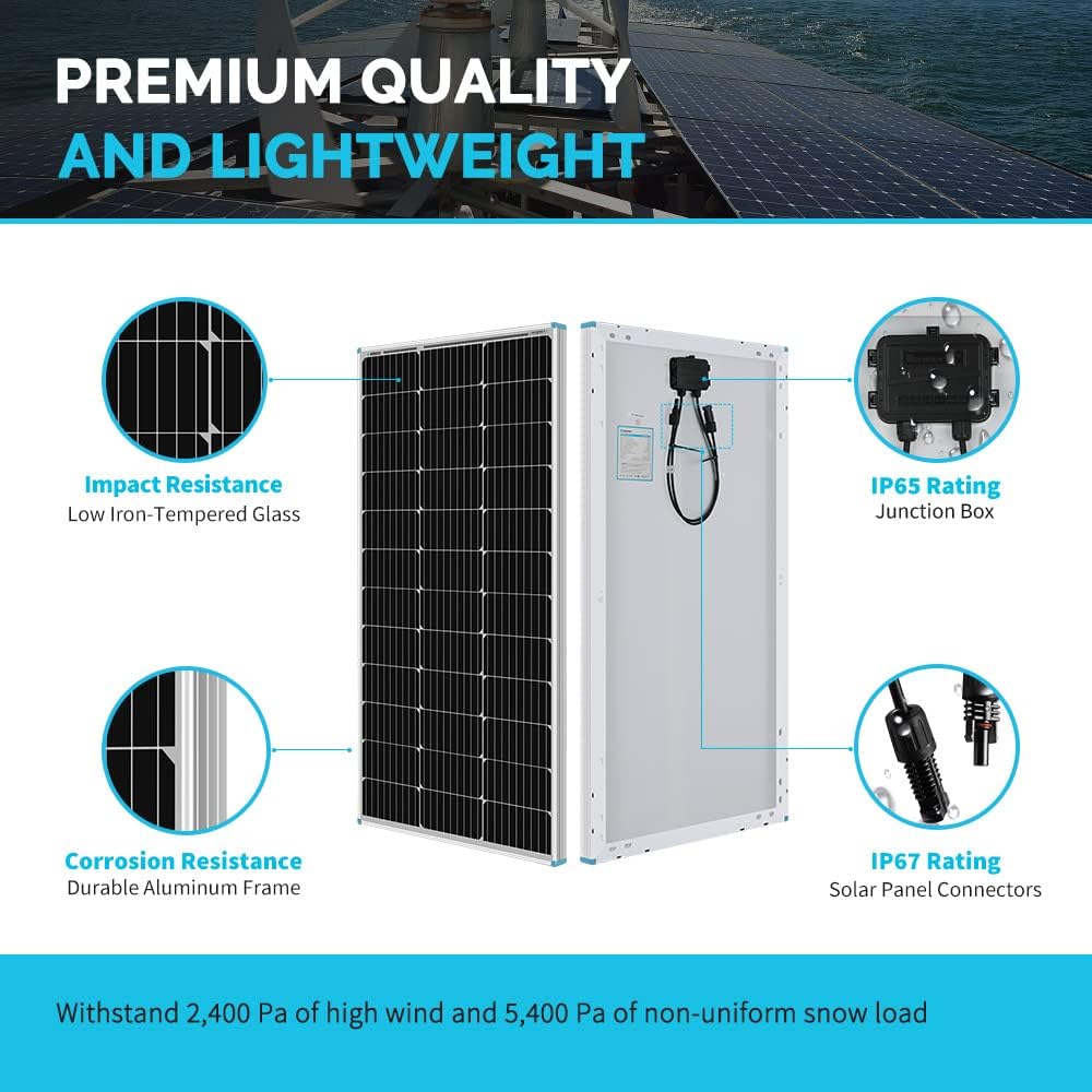 Detalle de Renogy 200W 12V Monocrystalline RV Solar Panel Kit with Adventurer 30A PWM Charge Controller