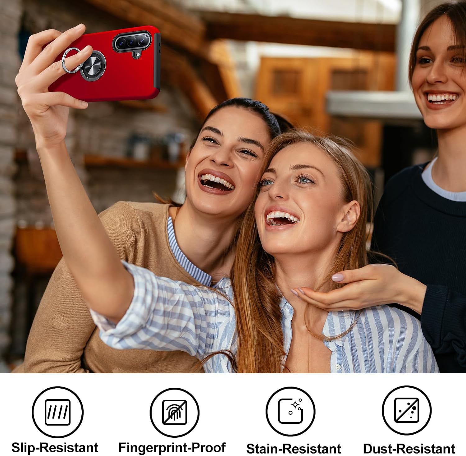Thumbnail 5 de AOUIA 3-in-1 Case for Samsung Galaxy A36 5G with 2-Pack Screen Protectors – Red