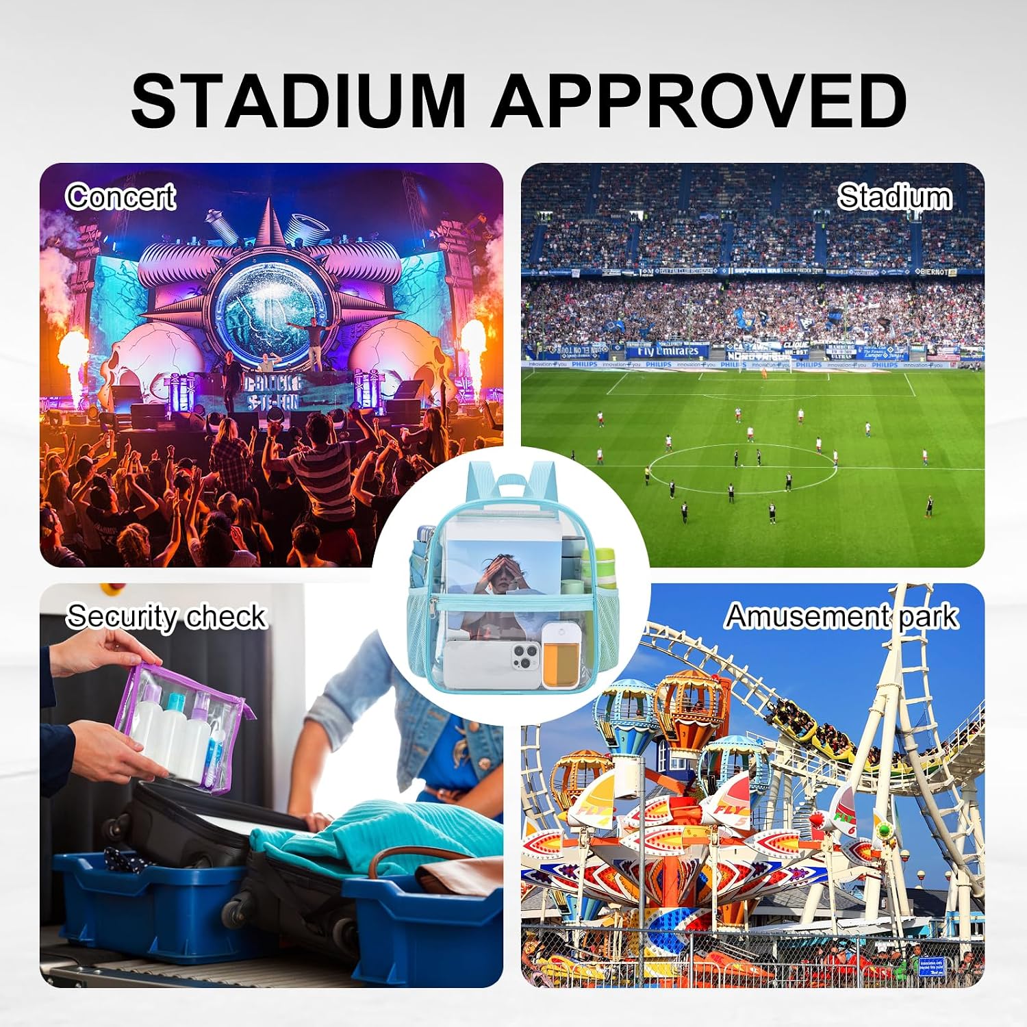 Thumbnail 5 de USPECLARE Clear Backpack Stadium Approved (12" x 11" x 6")