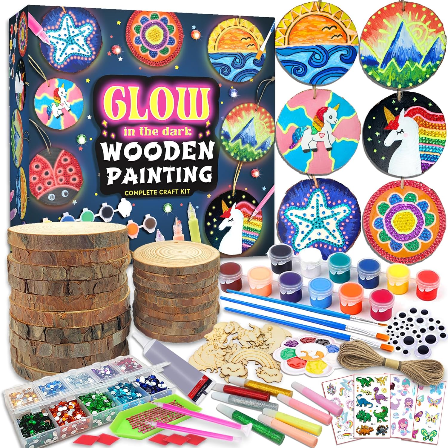 klmars Kids Wooden Painting Kit Glow-in-the-Dark