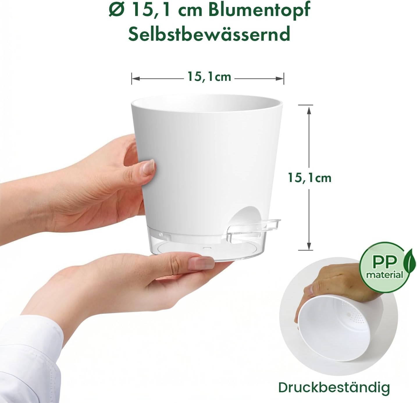 Thumbnail 1 de WSMKSZ 15 cm Selbstbewässernder Blumentopf – 5er Set, Weiß