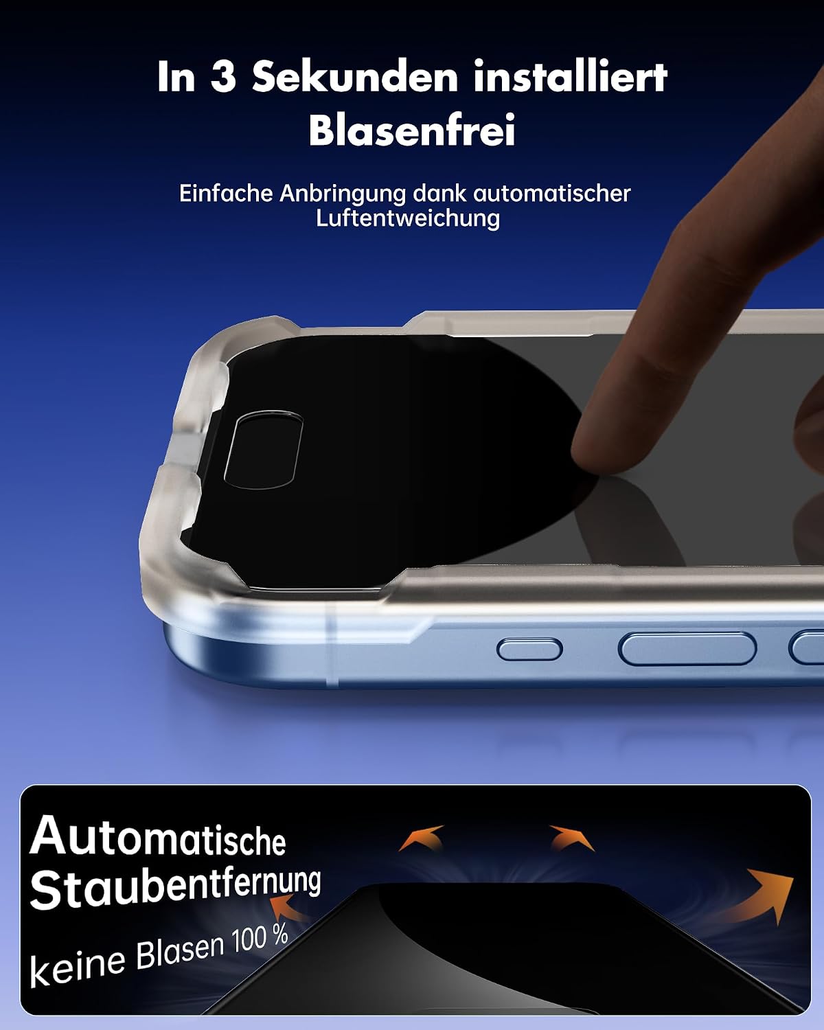 Detalle 2 de UNBREAKcable Panzer Sichtschutz Glas für iPhone 17 (6,3 Zoll) – Privacy Screen mit Anti Spy, 2er Set