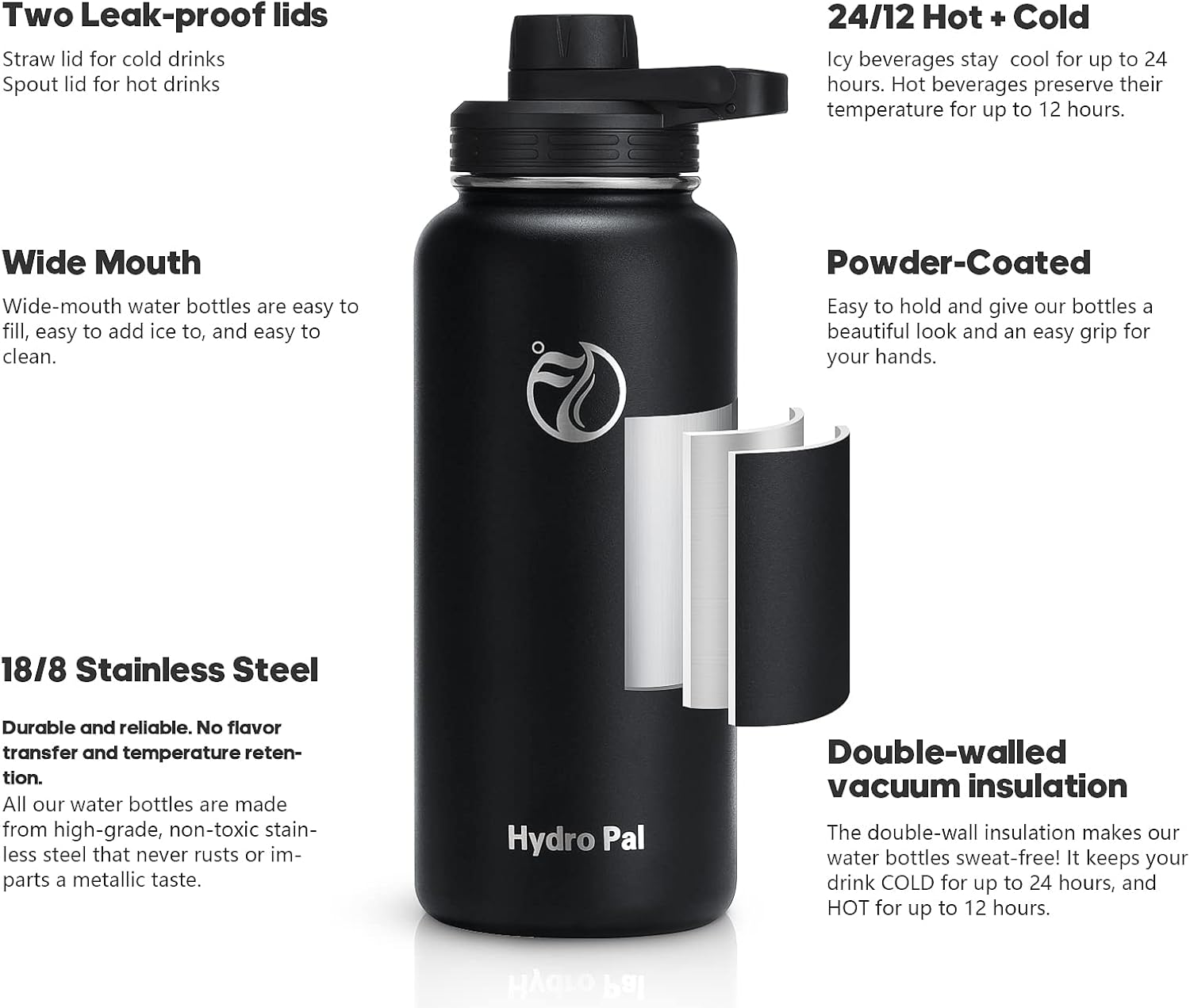 Thumbnail 1 de HydroPal Vacuum Insulated Water Bottle 1200ml 📧
